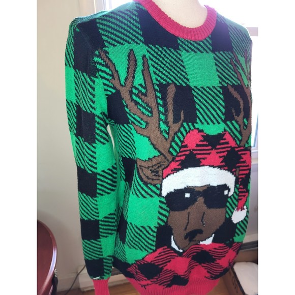 Ugly Christmas Sweater Party Reindeer Holiday Tacky Cute Hipster Measurements ⬇️ - Picture 10 of 12